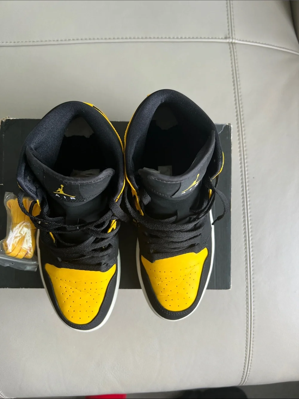 Jordan Air High-Top Sneakers Black and Yellow